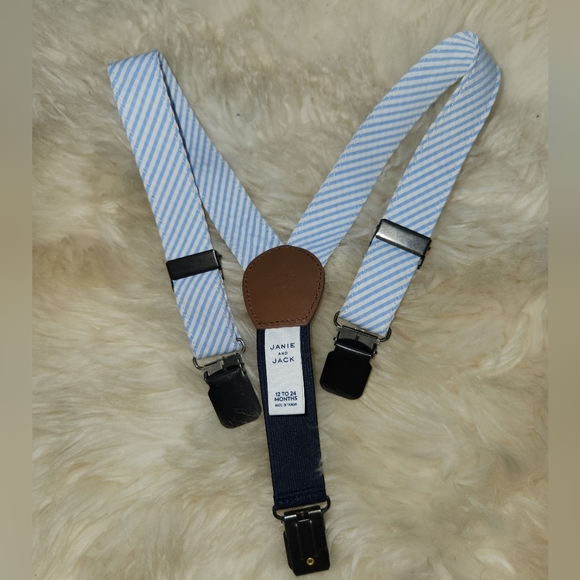 Janie & Jack seersucker boys outfit with tan shoes (12-18mos) - Picture 6 of 7